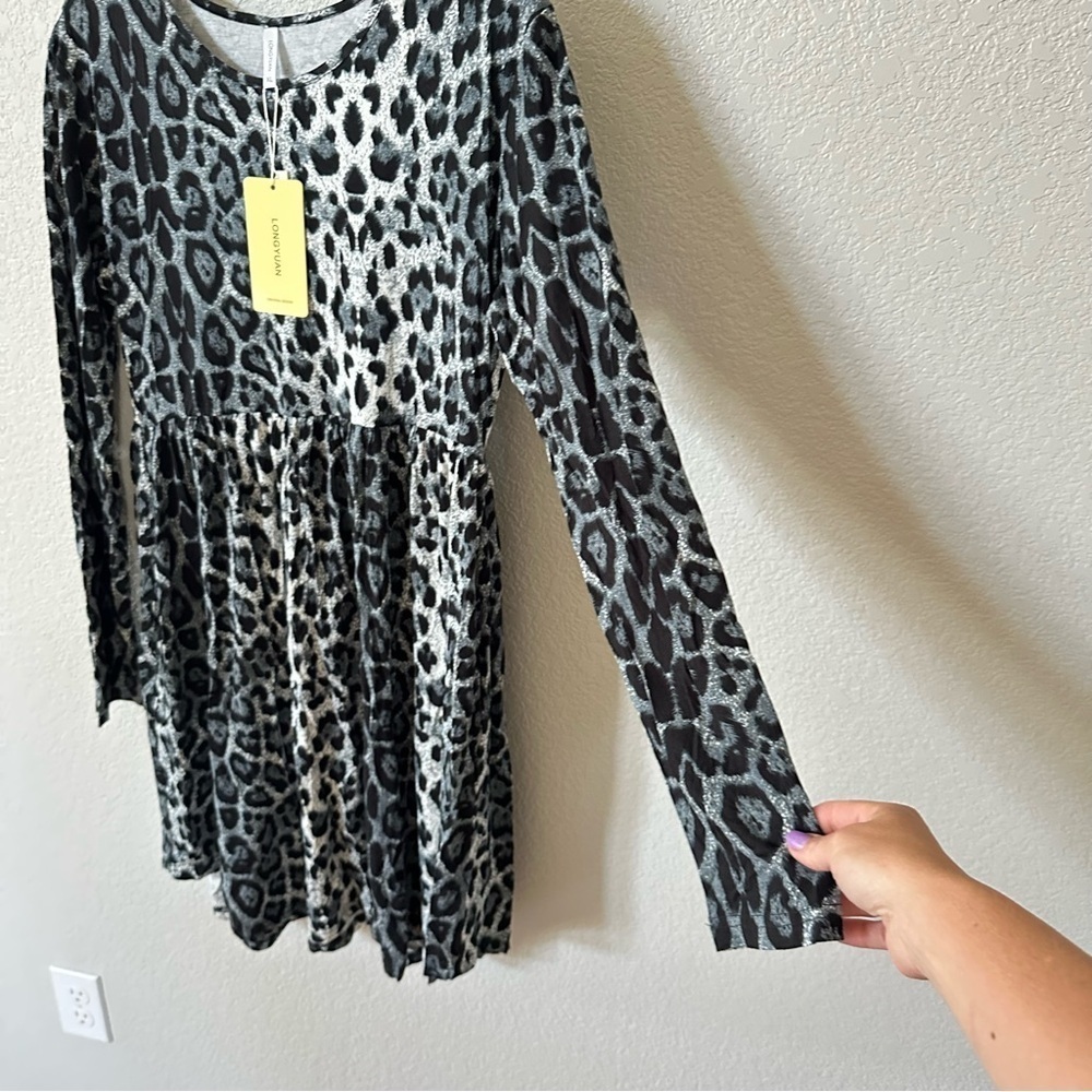 Leopard Print Long Sleeve Dress - Picture 3 of 8